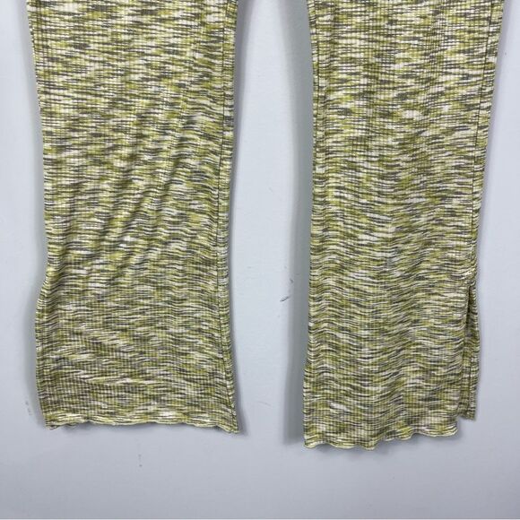 Lisa Says Gah Josie Pant Honeydew M Ribbed Space Dyed Split Flared Hem High Rise - Picture 12 of 15